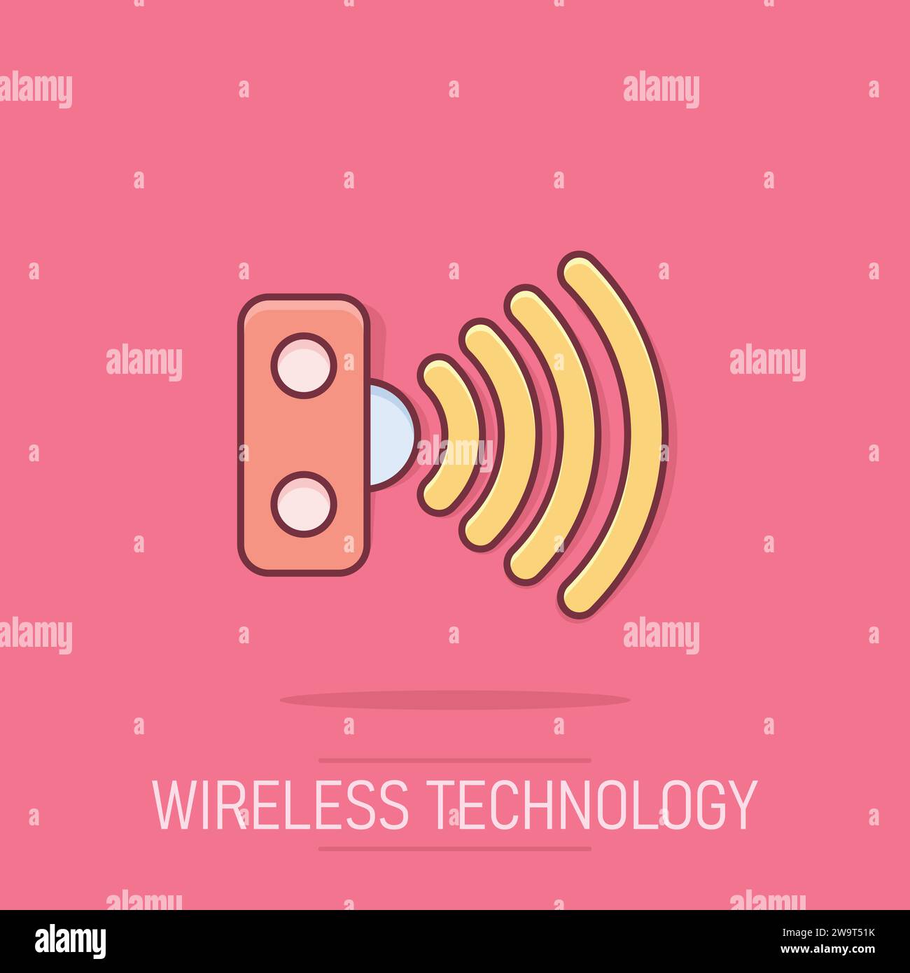 Motion sensor icon in comic style. Sensor waves vector cartoon ...
