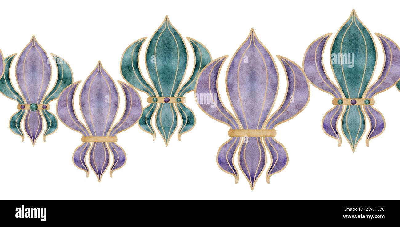 hand-drawn-watercolor-mardi-gras-carnival-symbols-fleur-de-lis-french