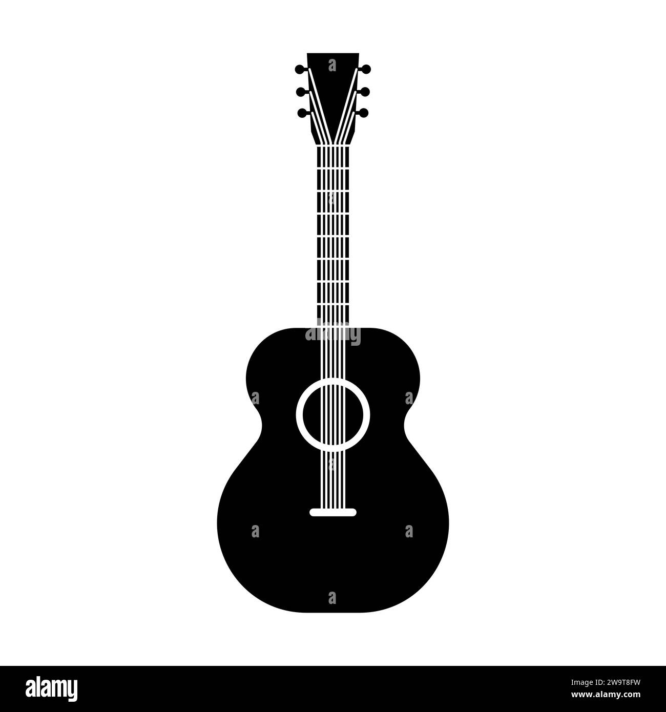Guitar black vector icon on white background Stock Vector