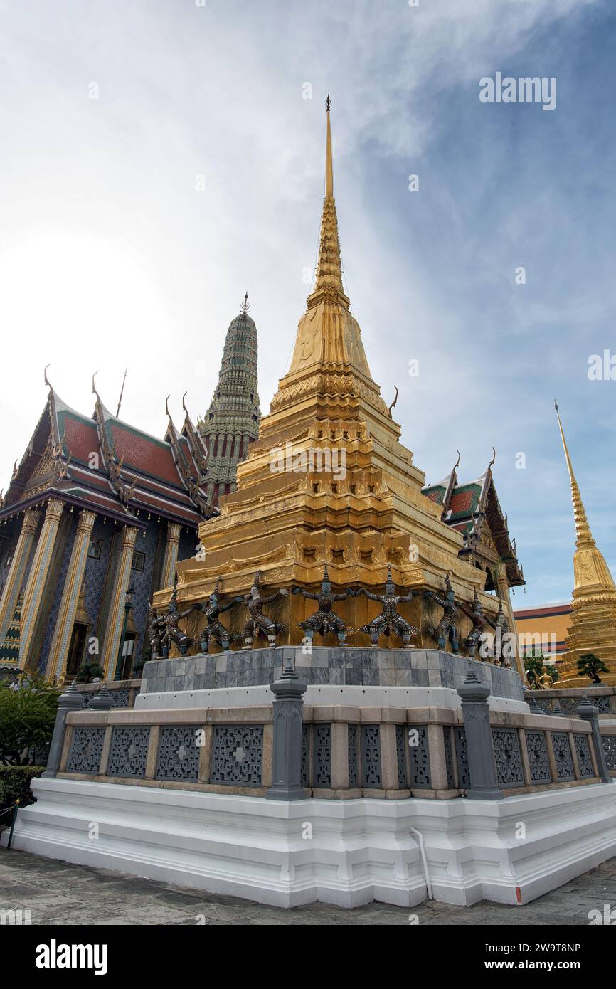 Wat Phra Kaew or Emerald Buddha Temple in Grand Place, Bangkok, Thailand - Wat Phra Kaew or Emerald Buddha Temple a tourist landmark in Bangkok Thaila Stock Photo