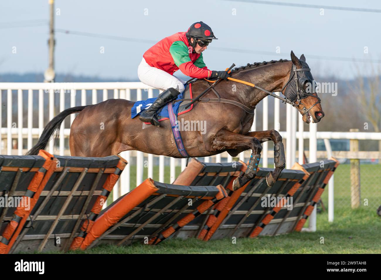 Comeragh Lad, ridden by David Pichard and trained by Ryan Chapman, running over hurdles at Wincanton, March 21st 2022 Stock Photo