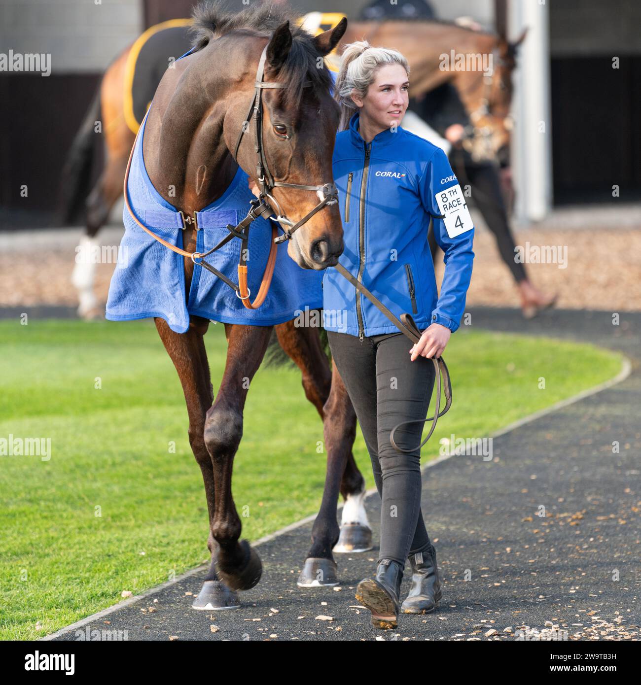 West Orchard, ridden by Brendan Powell and trained by Colin Tizzard, running in the Class 5 Handicap Hurdle at Wincanton, March 21st 2022 Stock Photo