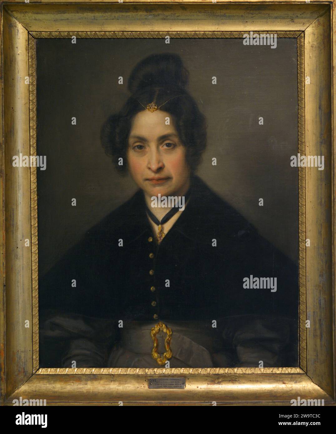 Giovanni Carnovali, called il Piccio (1804-1873). Italian painter. Portrait of Mrs. Cadolini. Oil on canvas glued on masonite. Museo Civico Ala Ponzone. Cremona. Lombardy. Italy. Stock Photo