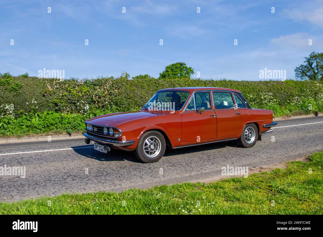1972 1970s 70s seventies  Russet Brown 2000 Mk 2 4-door saloon; Vintage restored classic specialist motors vehicle restoration, automobile collectors, yesteryear motoring enthusiasts and historic veteran cars travelling in Cheshire, UK Stock Photo