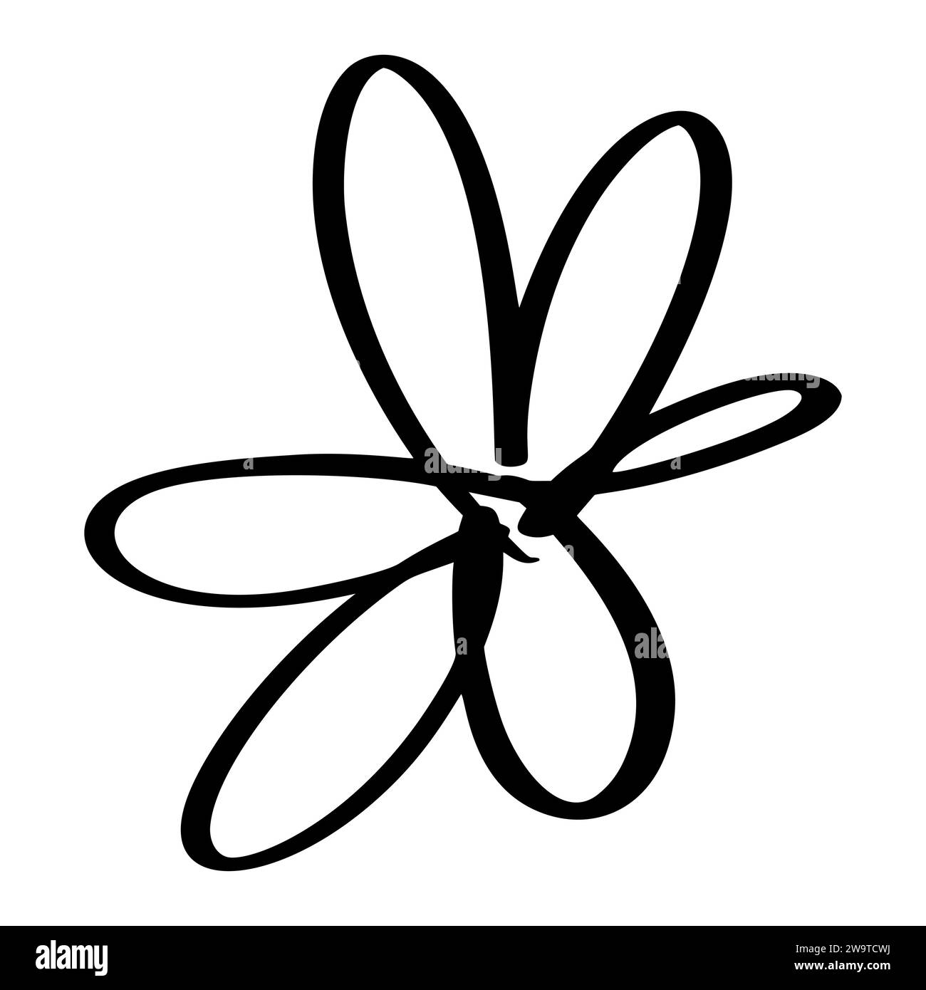 Hand drawn flower icon. simple black outline vector illustration clip ...