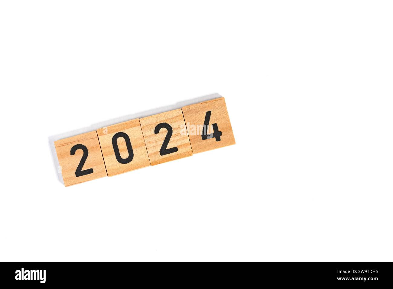 The year 2024 on wooden letters Stock Photo
