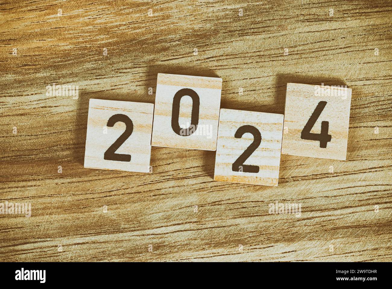 The year 2024 on wooden letters Stock Photo