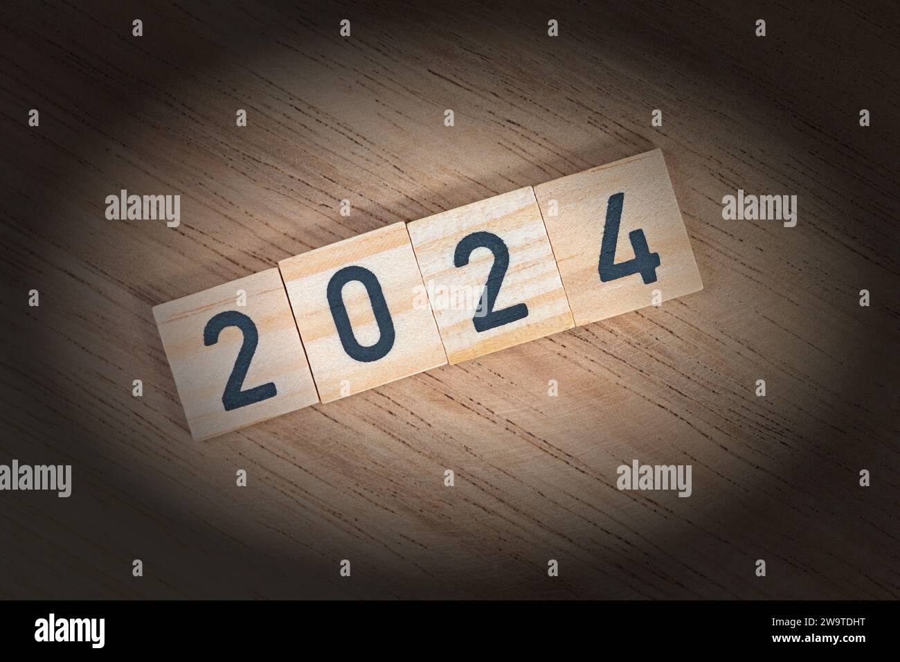 The year 2024 on wooden letters Stock Photo