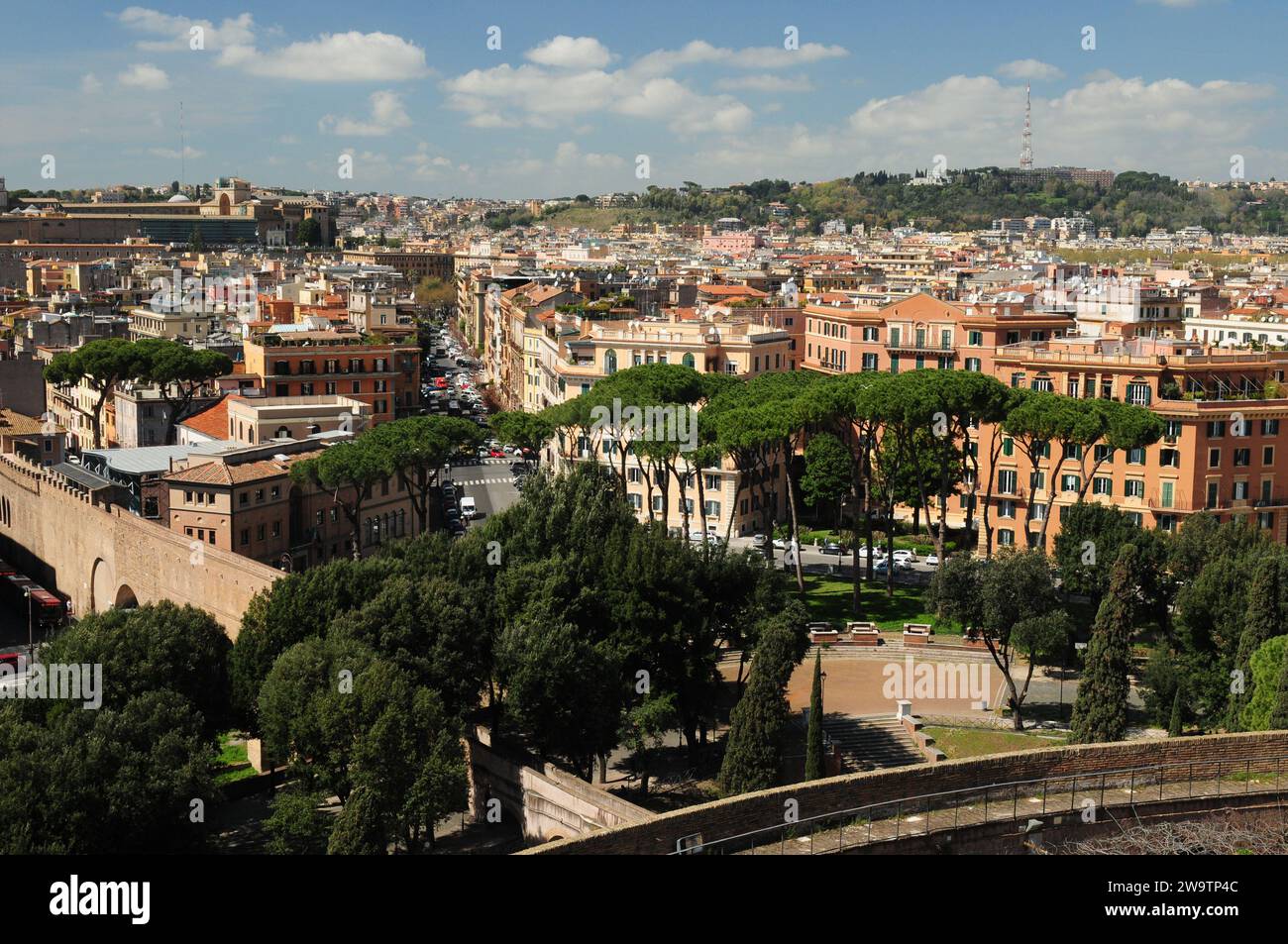 View From Castel Sant'Angelo In Rome Italy On A Wonderful Spring Day With A Few Clouds In The Sky Stock Photo