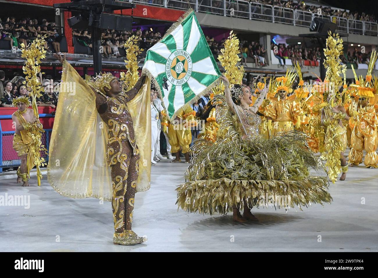 Rio de Janeiro, Brazil, February 19, 2023. Parade of the samba schools of the special group, during the carnival in the city of Rio de Janeiro. Stock Photo
