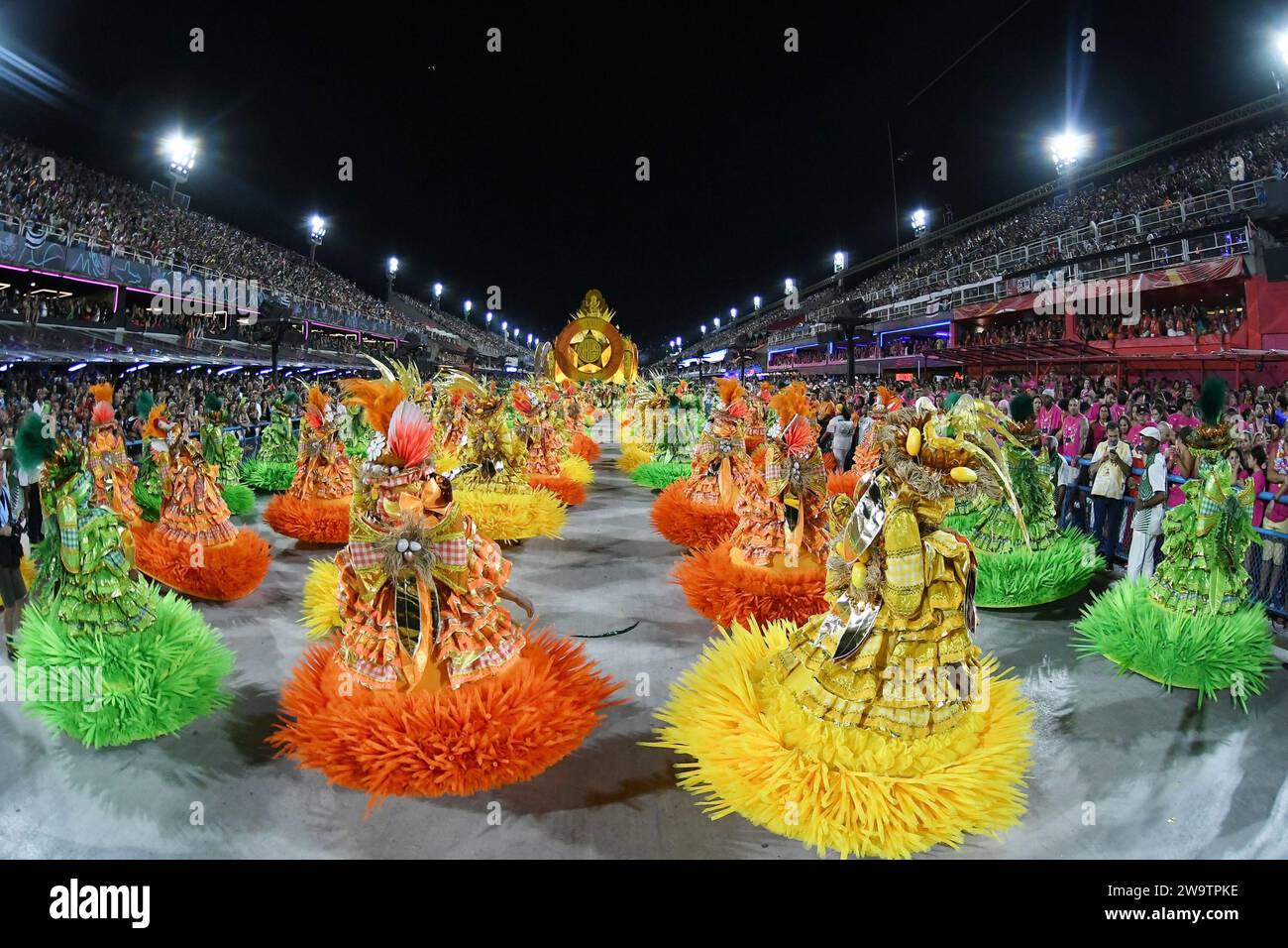 Rio de Janeiro, Brazil, February 19, 2023. Parade of the samba schools of the special group, during the carnival in the city of Rio de Janeiro. Stock Photo