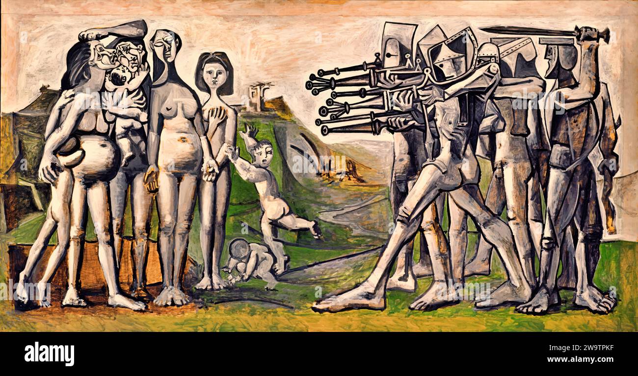 Massacre in Coree, 1951 (Painting) by Artist Picasso, Pablo (1881-1973) Spanish. Stock Vector