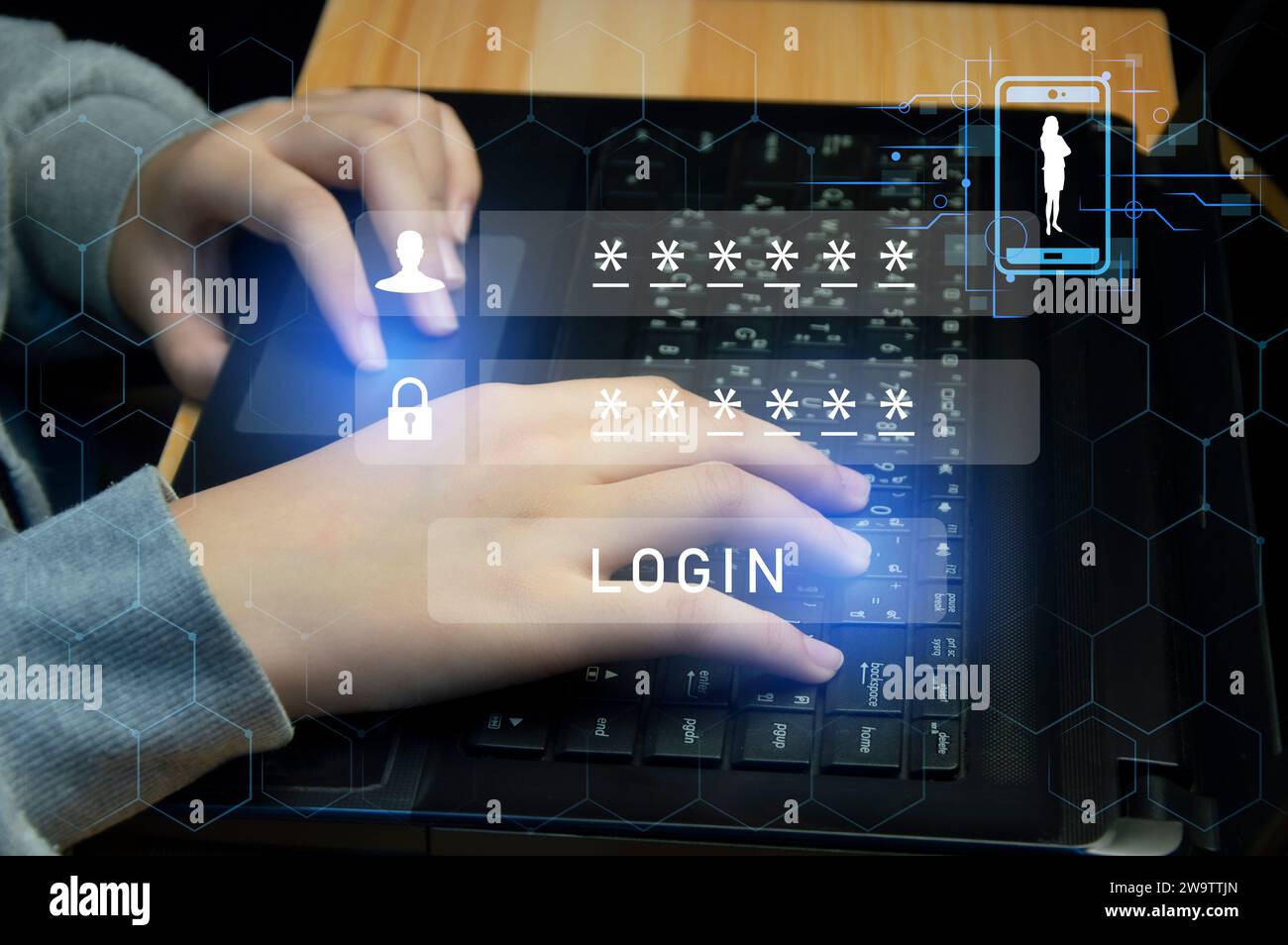 Keypad, cyber shield, lock, technology security system. Digital link. Cyber security with advanced technology. Stock Photo