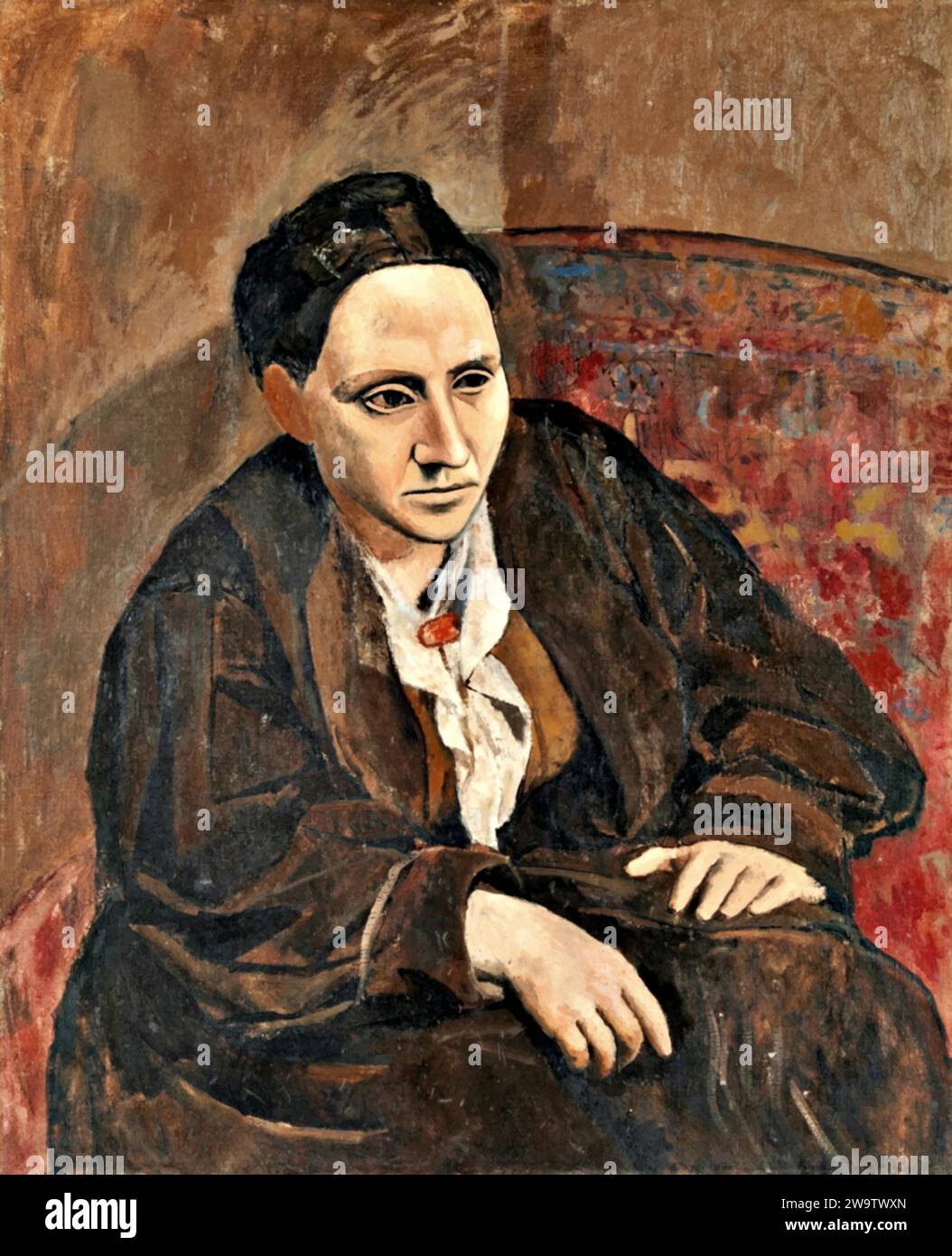 Portrait of Gertrude Stein, 1906 (Painting) by Artist Picasso, Pablo (1881-1973) Spanish. Stock Vector