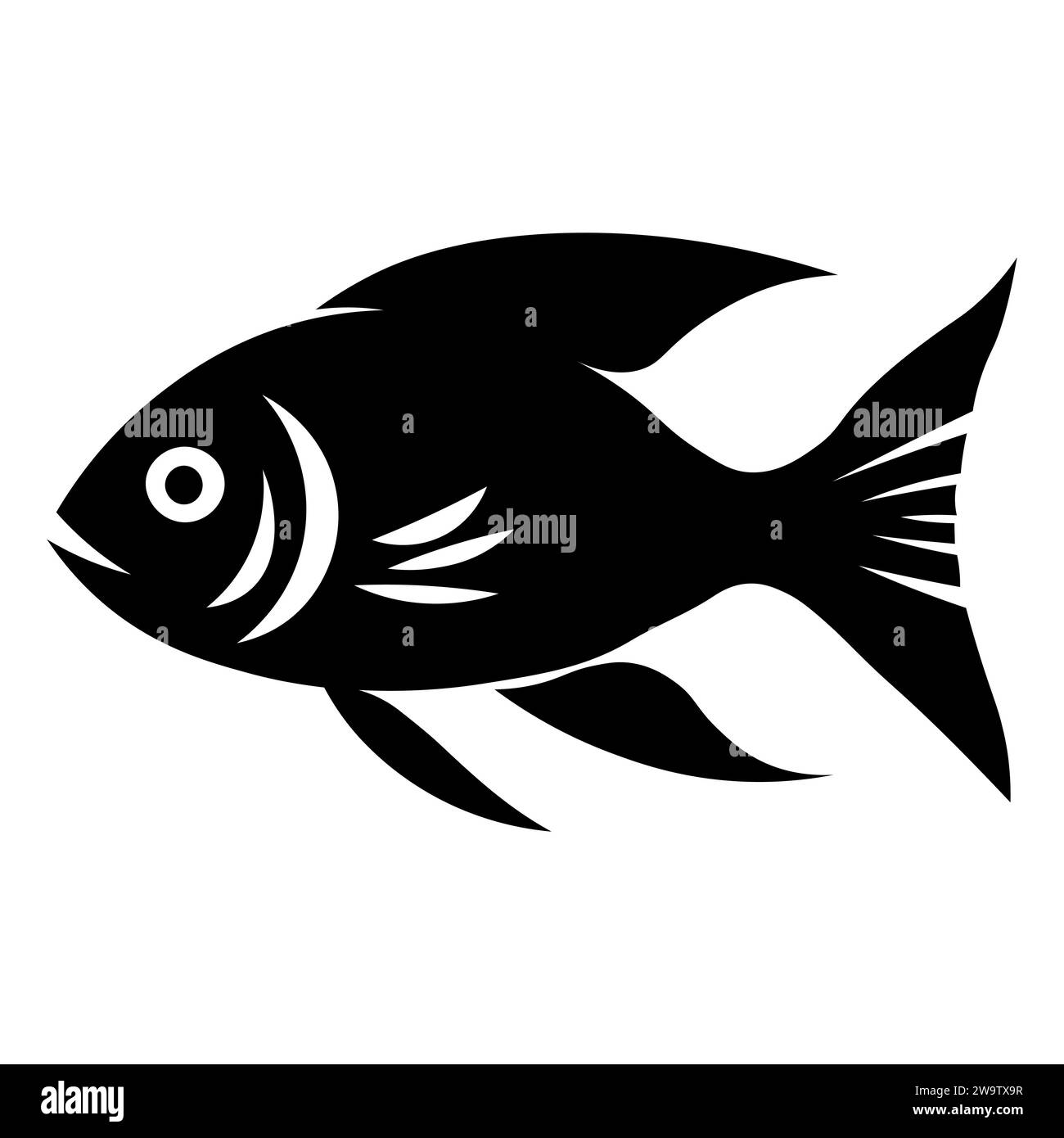 Fish black vector icon on white background Stock Vector Image & Art - Alamy