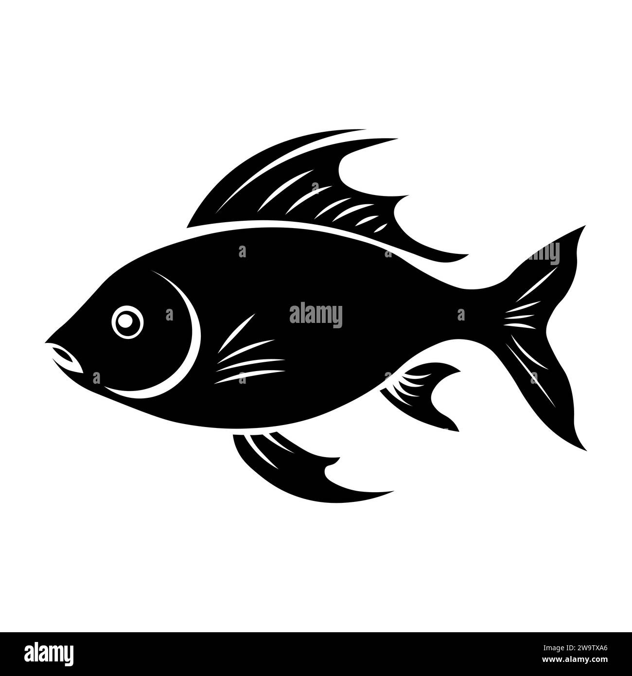 Fish black vector icon on white background Stock Vector Image & Art - Alamy