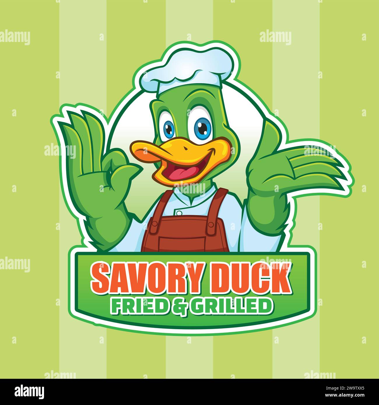 Smile Duck Chef Mascot Logo Stock Vector