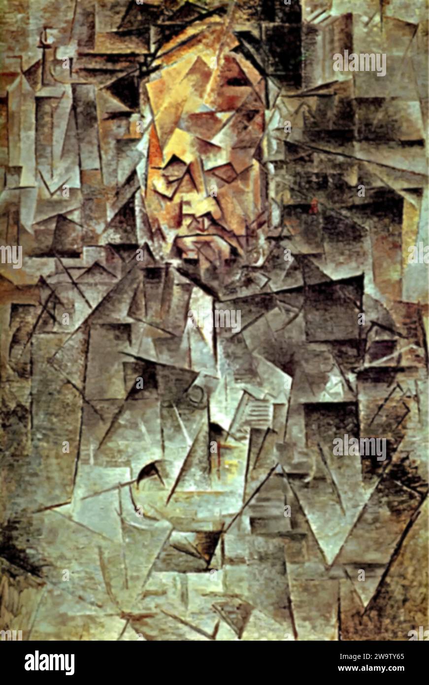 Portrait of Ambroise Vollard, 1910 (Painting) by Artist Picasso, Pablo (1881-1973) Spanish. Stock Vector