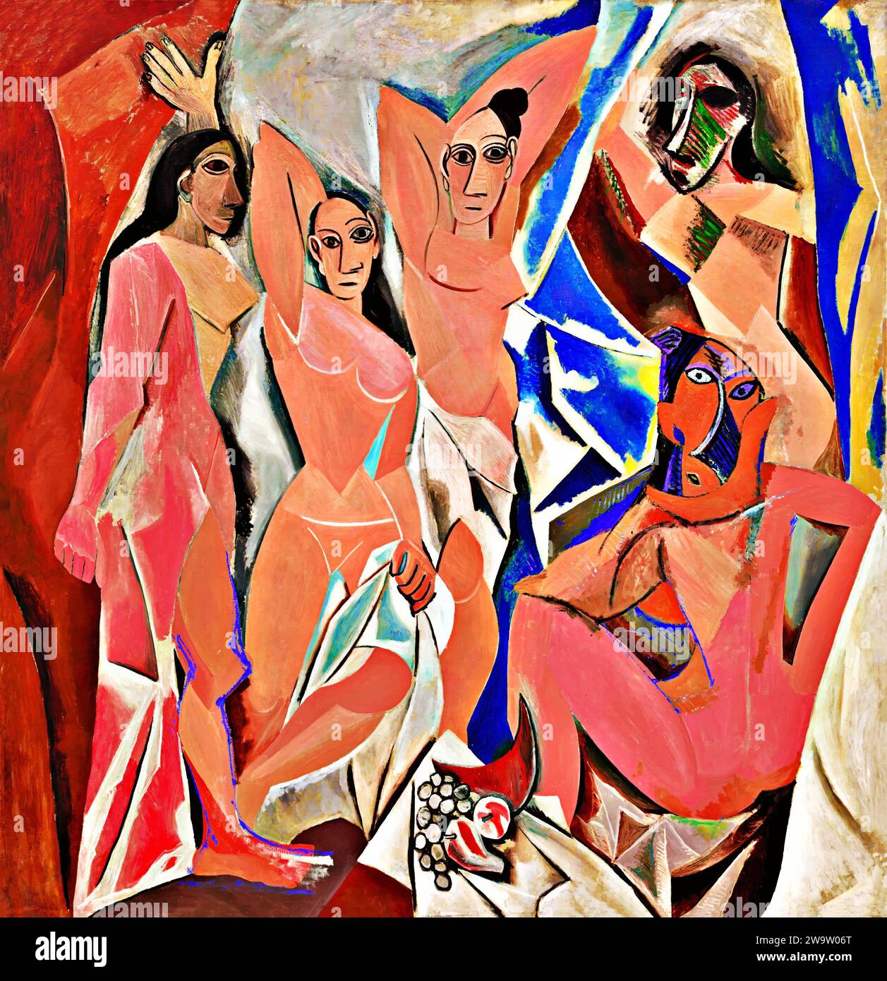 The Young Ladies of Avignon, 1907 (Painting) by Artist Picasso, Pablo (1881-1973) Spanish. Stock Vector