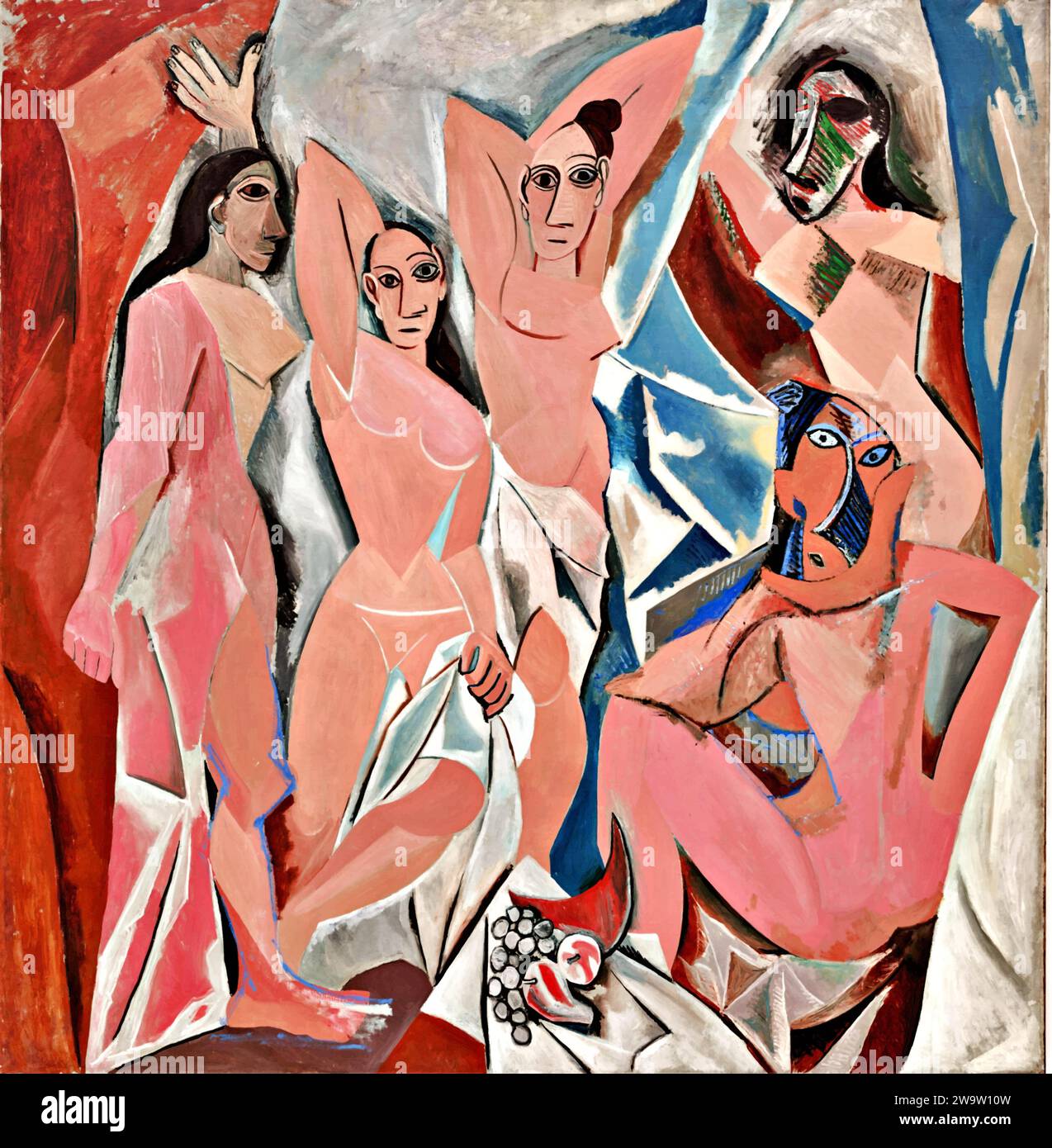 The Young Ladies of Avignon, 1907 (Painting) by Artist Picasso, Pablo (1881-1973) Spanish2. Stock Vector