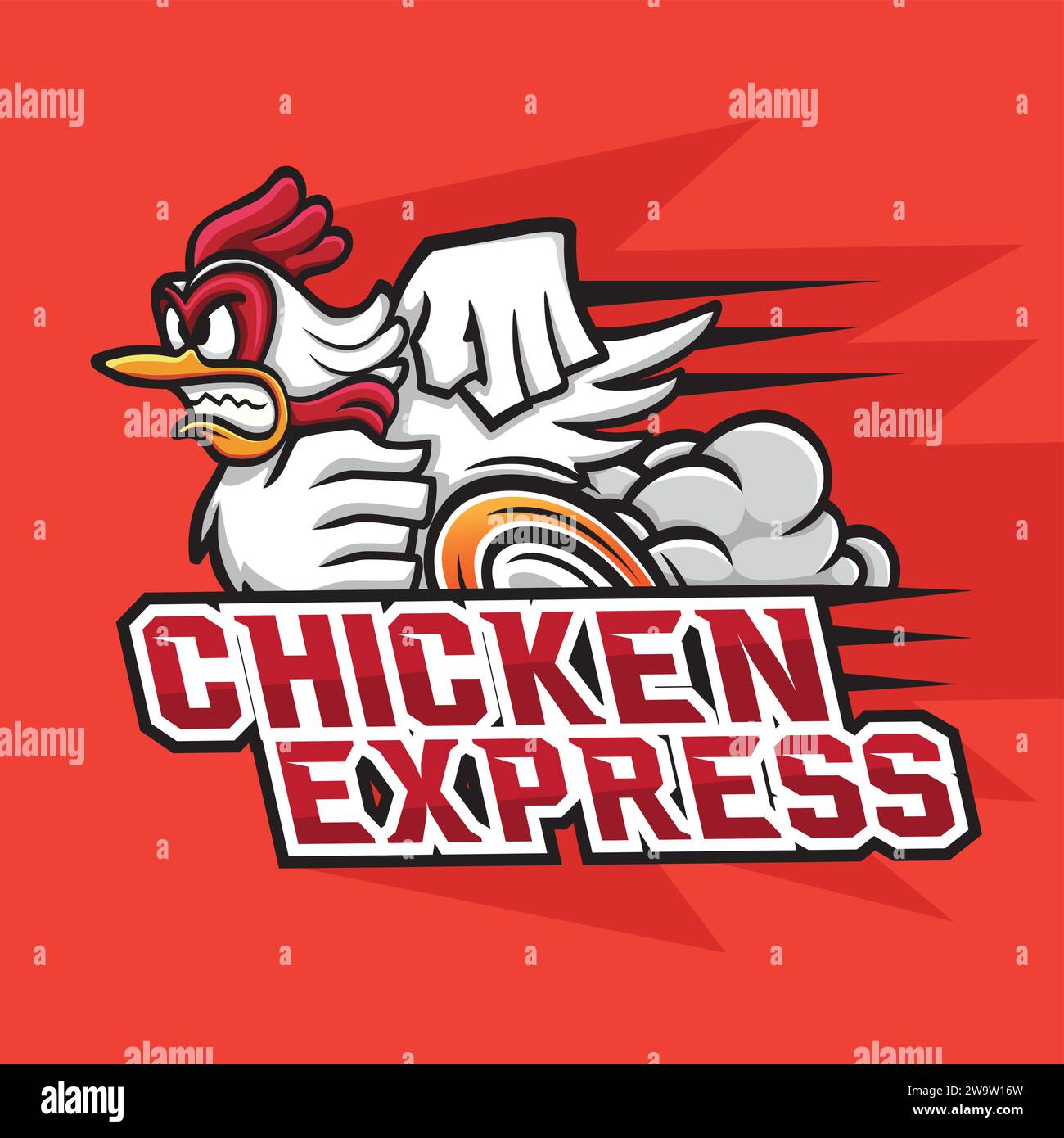Chicken Running Express Mascot Vector Design Stock Vector Image & Art