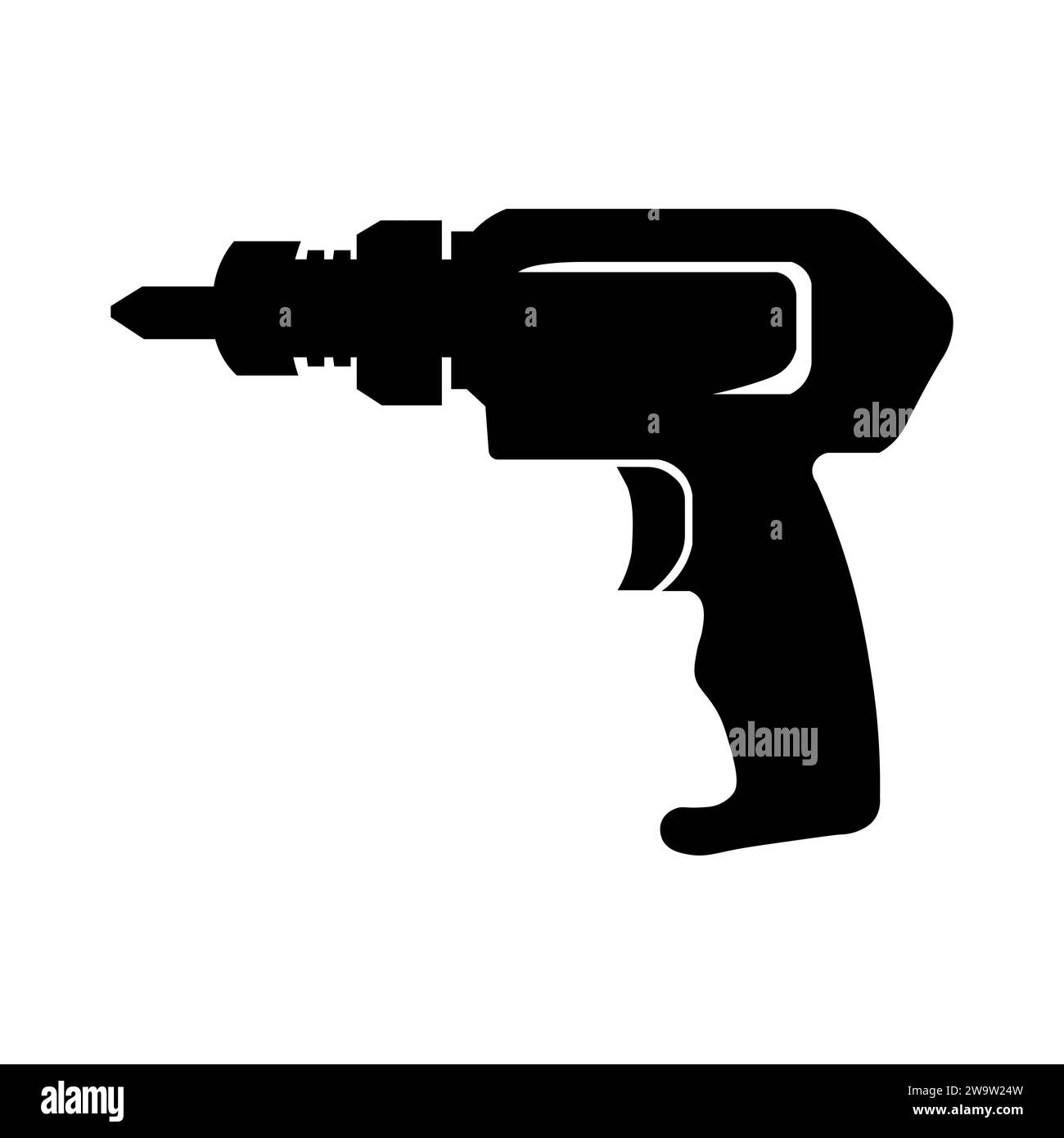 Drill black vector icon on white background Stock Vector