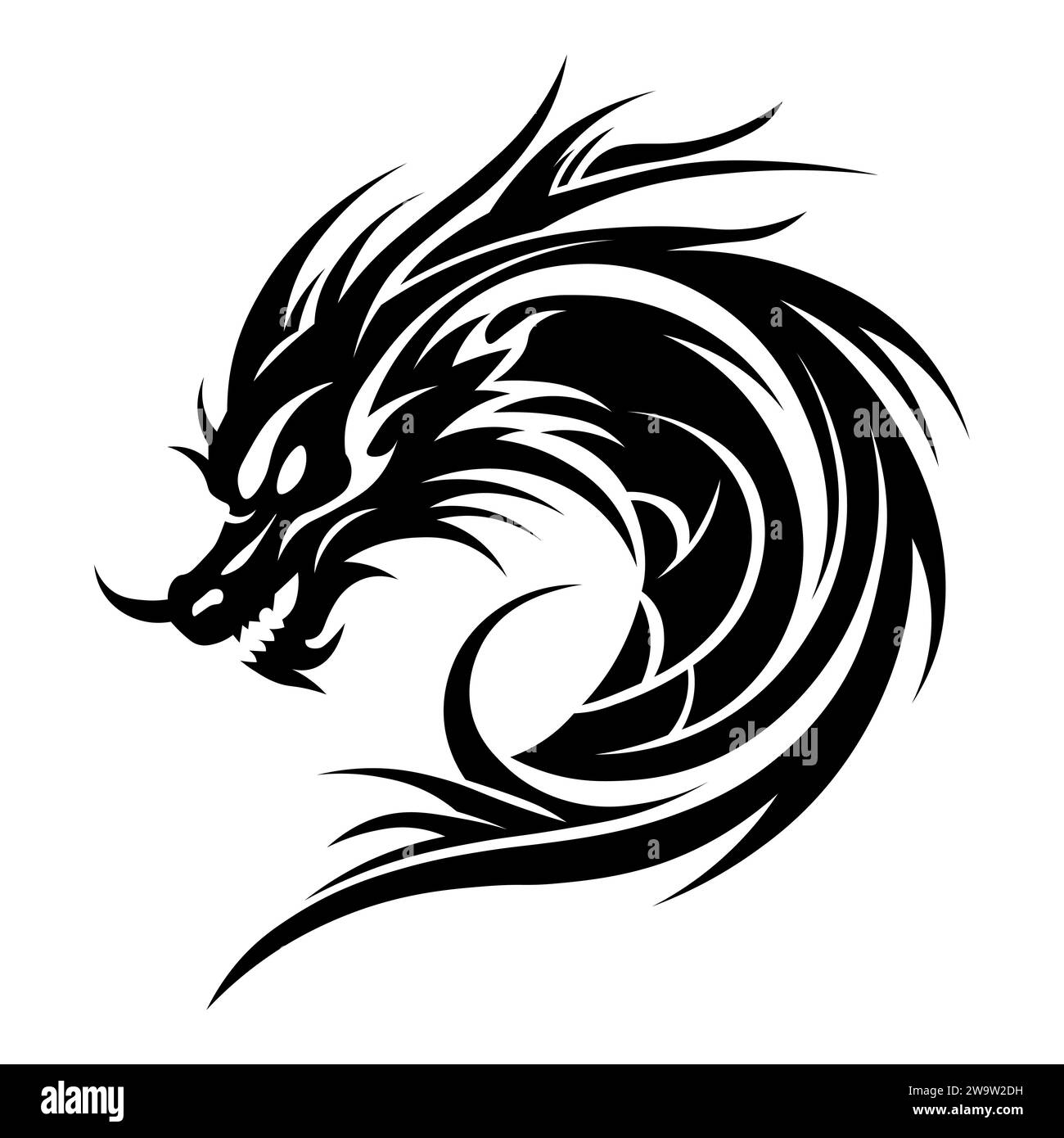 Dragon black vector icon on white background Stock Vector