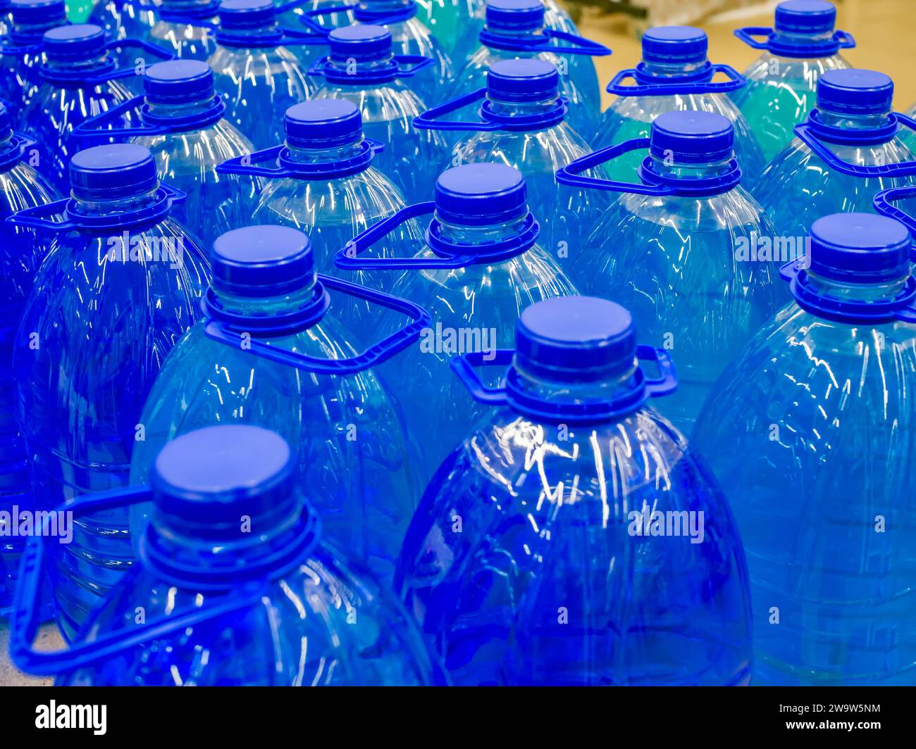Plastic bottles with washer fluid Stock Photo
