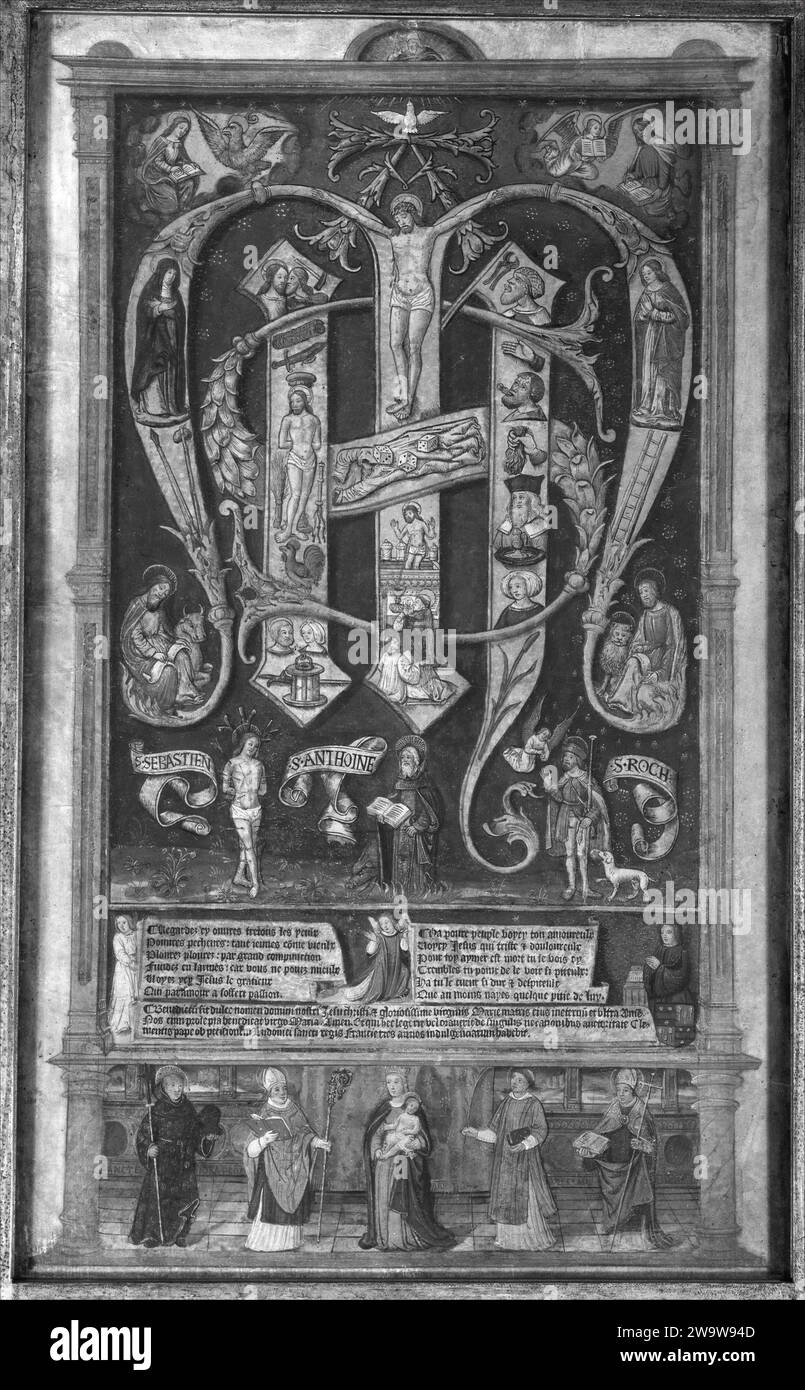 Sacred Monogram with the Trinity, Instruments of the Passion, and