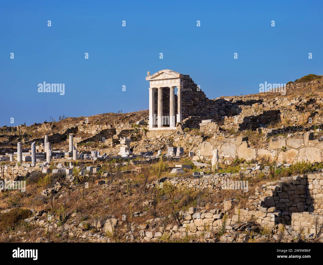 Temple of Isis, Delos Archaeological Site, Delos Island, Cyclades, Greece Stock Photo