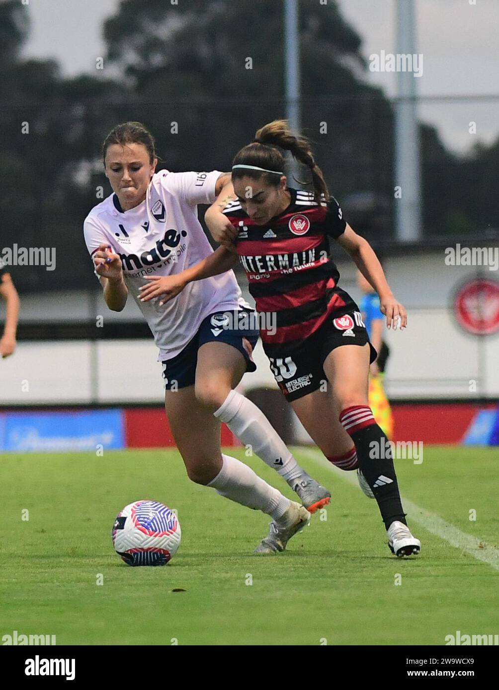 Rooty Hills, Australia. 30th Dec, 2023. Melissa Caceres (L) of Western