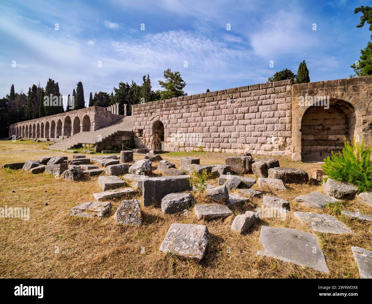 Ruins of ancient Asclepieion, Kos Island, Dodecanese, Greece Stock Photo