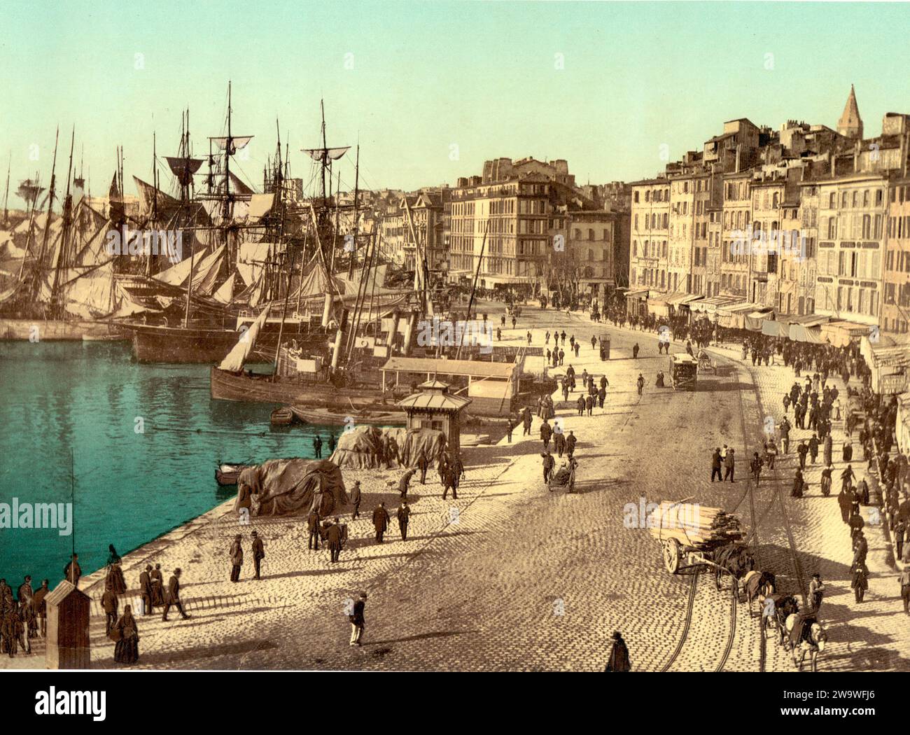 Der alte Hafen, Vieux Port, Marseille, Frankreich, um 1890, Historisch, digital restaurierte Reproduktion von einer Vorlage aus dem 19. Jahrhundert  /  The old harbor, Vieux Port, Marseille, France, 1890, Historic, digitally restored reproduction from a 19th century original Stock Photo