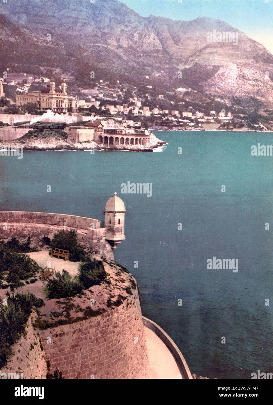 Monte Carlo, gesehen vom Fort Antoine, Monaco, um 1890, Historisch, digital restaurierte Reproduktion von einer Vorlage aus dem 19. Jahrhundert  /  Monte Carlo, seen from the Fort Antoine, Monaco, 1890, Historic, digitally restored reproduction from a 19th century original Stock Photo