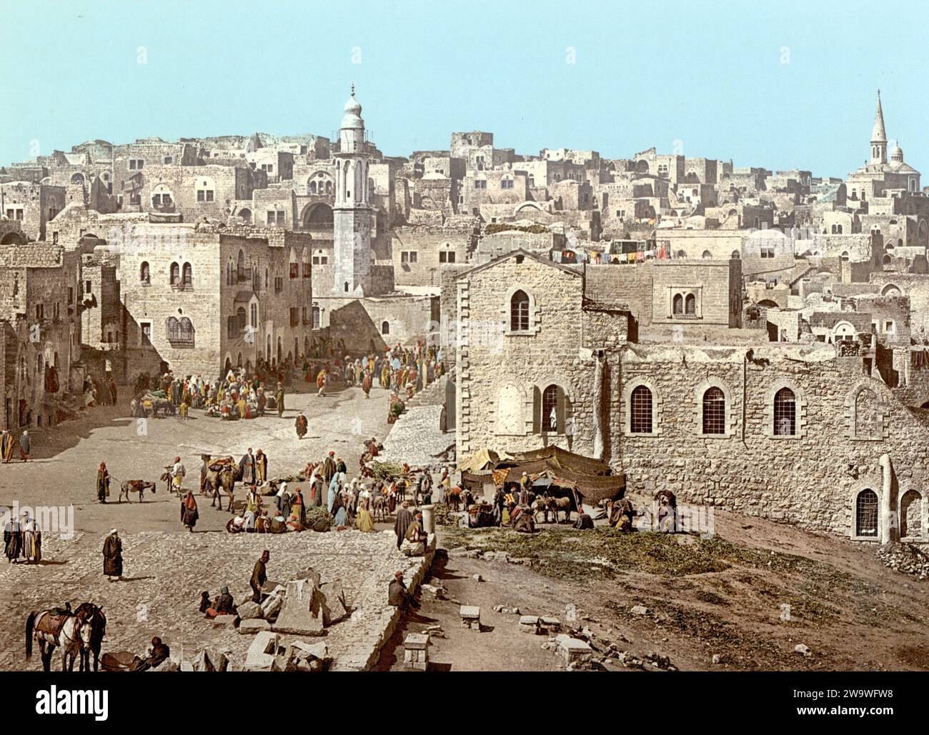 Der Marktplatz, Bethlehem, das Heilige Land, Westjordanland, um 1890, Historisch, digital restaurierte Reproduktion von einer Vorlage aus dem 19. Jahrhundert  /  The Market place, Bethlehem, the Holy Land, West Bank, 1890, Historic, digitally restored reproduction from a 19th century original Stock Photo