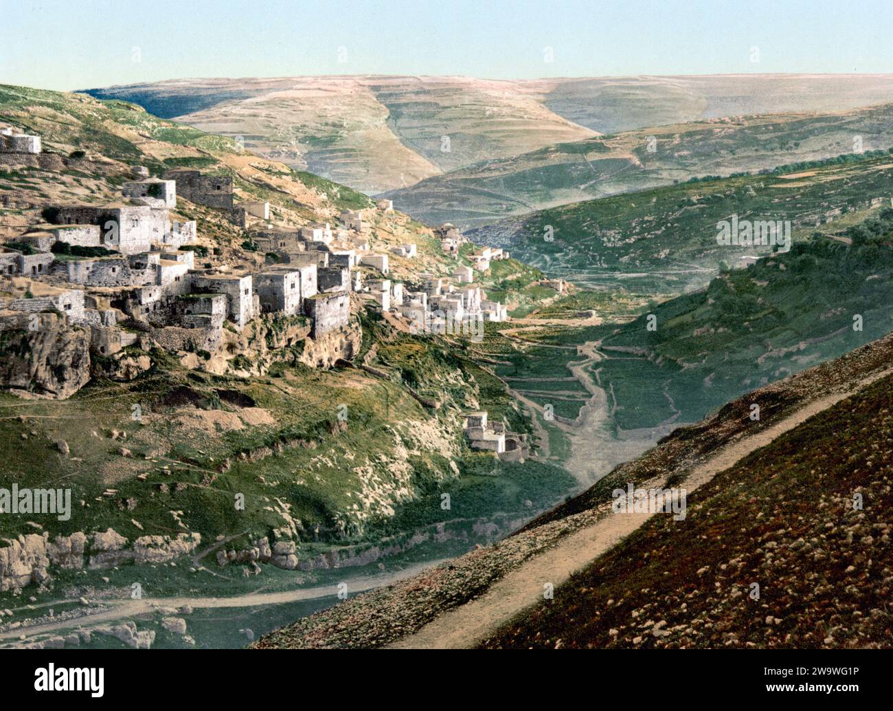 Dorf von Siloam, Jerusalem, Heiliges Land, Israel, um 1890, Historisch, digital restaurierte Reproduktion von einer Vorlage aus dem 19. Jahrhundert  /  Village of Siloam, Jerusalem, Holy Land, Israel, 1890, Historic, digitally restored reproduction from a 19th century original Stock Photo