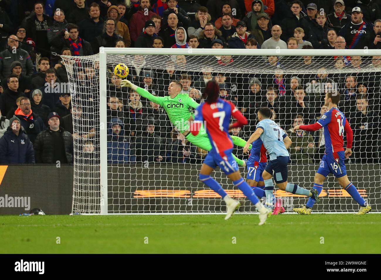Goalkeeper Deflection Selhurst Park, Selhurst, London, UK. 30th Dec, 2023. Premier League ...