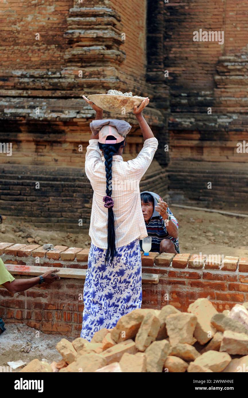 Temple being restored in Bagan, Myanmar, Burma Stock Photo