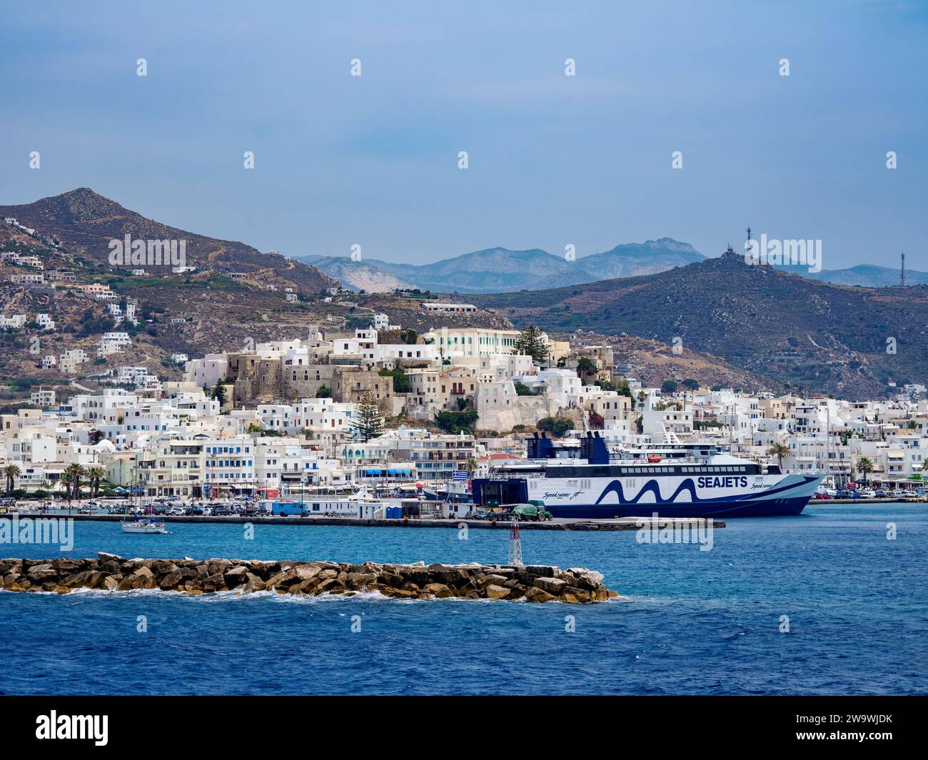 View towards Chora, Naxos City, Naxos Island, Cyclades, Greece Stock Photo