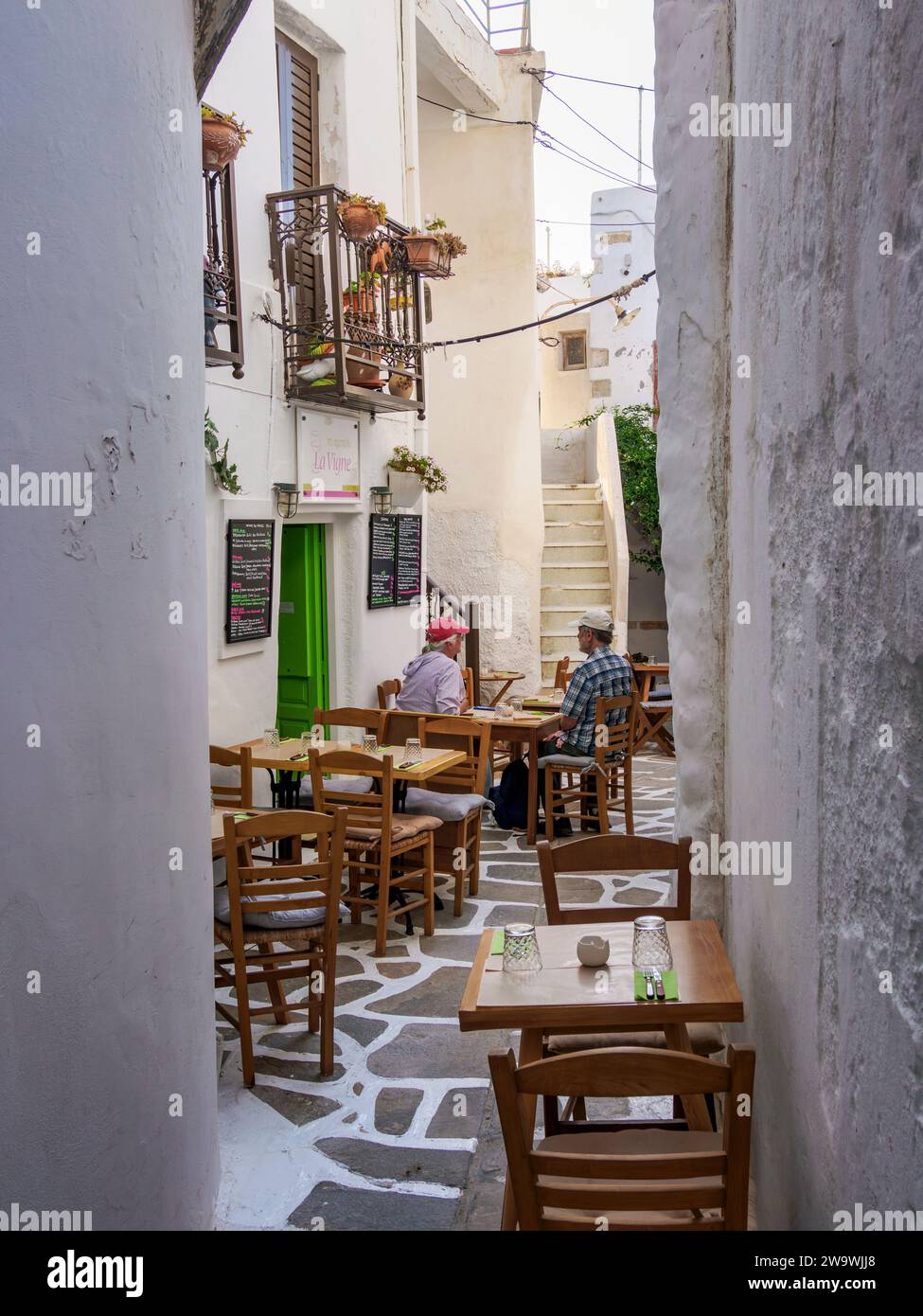 Street of Chora, Naxos City, Naxos Island, Cyclades, Greece Stock Photo