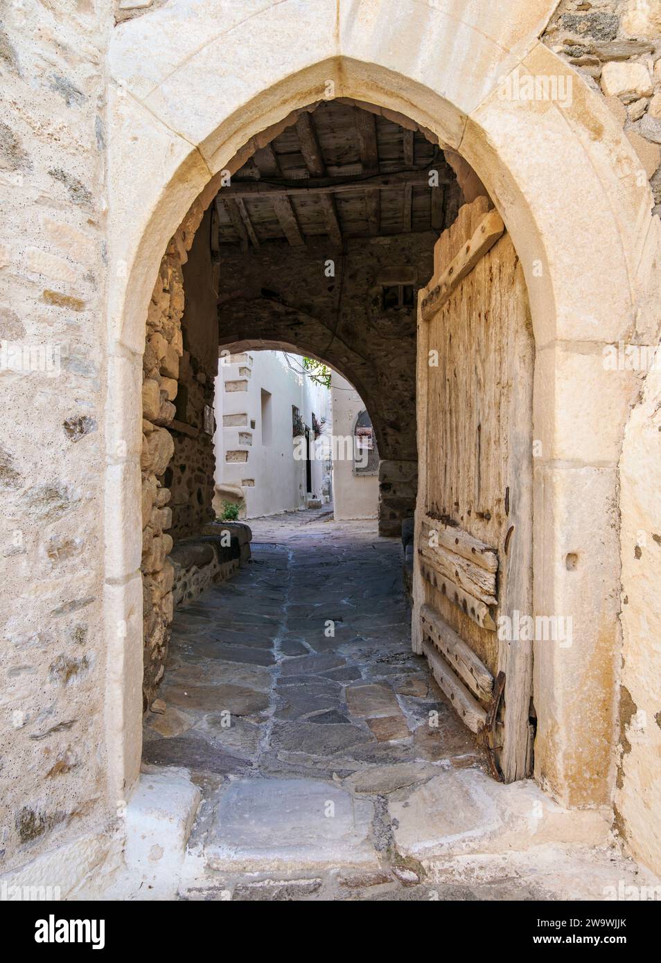 Street of Chora, Naxos City, Naxos Island, Cyclades, Greece Stock Photo