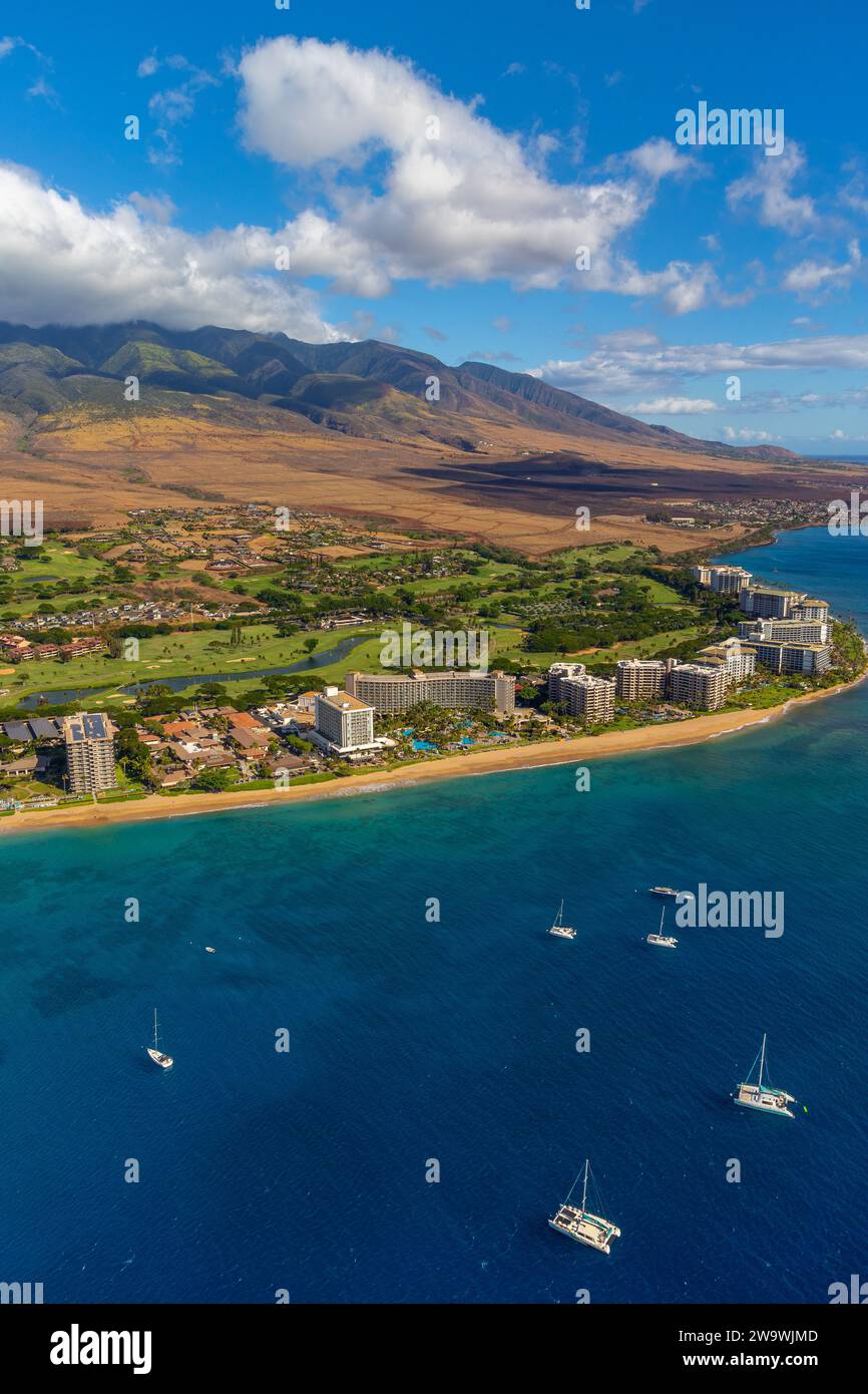 Hawaii maui aerial kaanapali resort hires stock photography and images