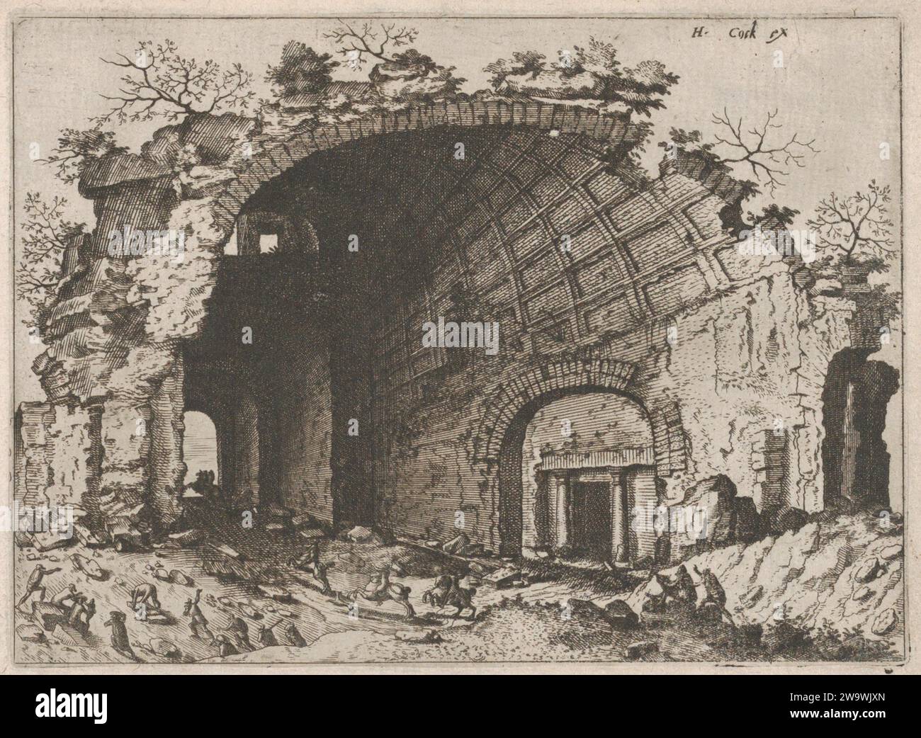 Barrel Vault with Coffering, from "Roman Ruins and Buildings" 2018 by Johannes van Doetecum I Stock Photo