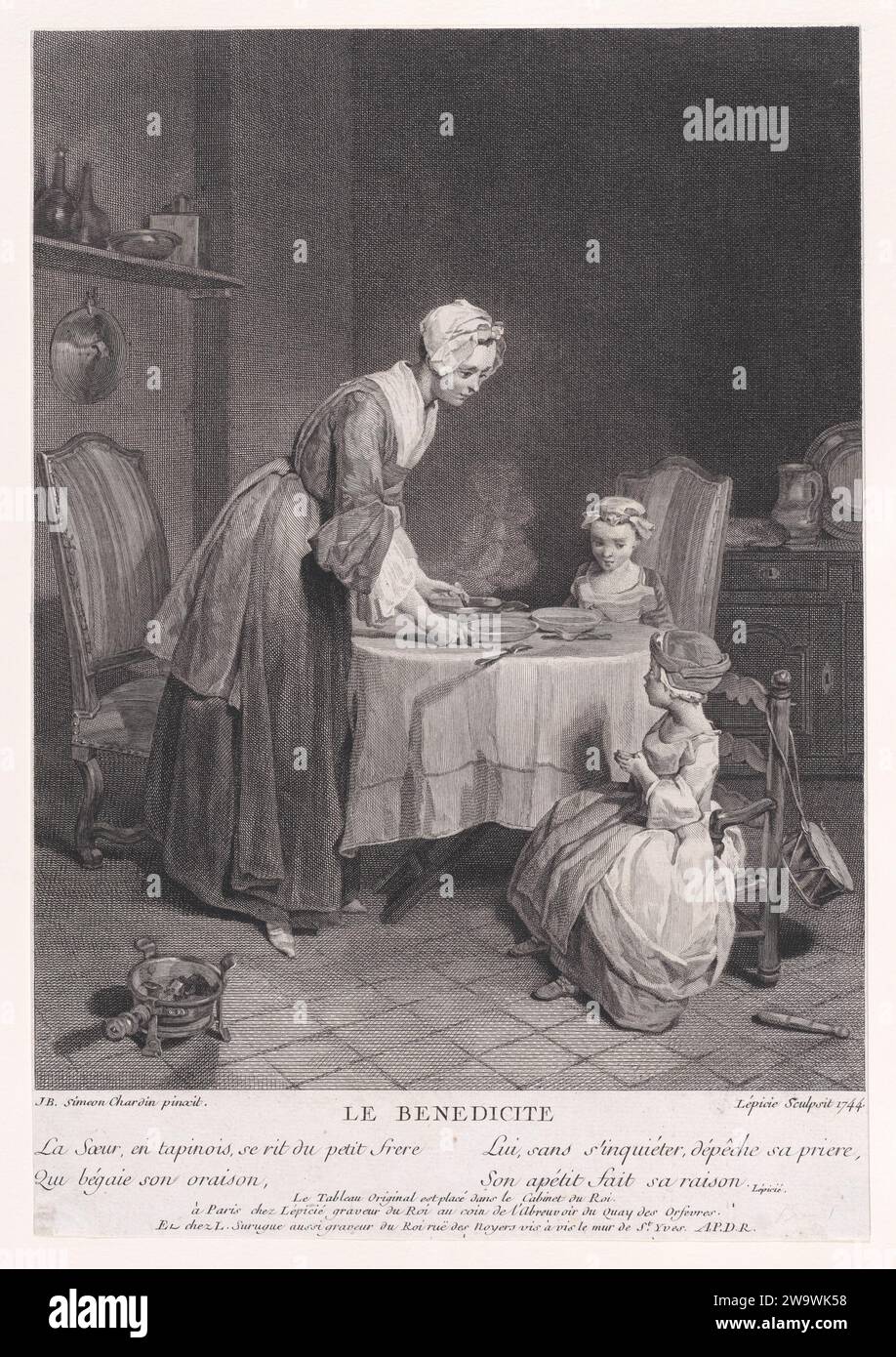 Saying Grace 1953 by Jean Simeon Chardin Stock Photo - Alamy