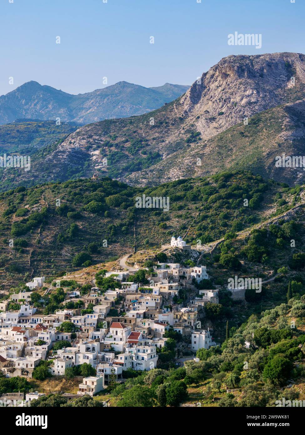 View towards Filoti Village, Naxos Island, Cyclades, Greece Stock Photo