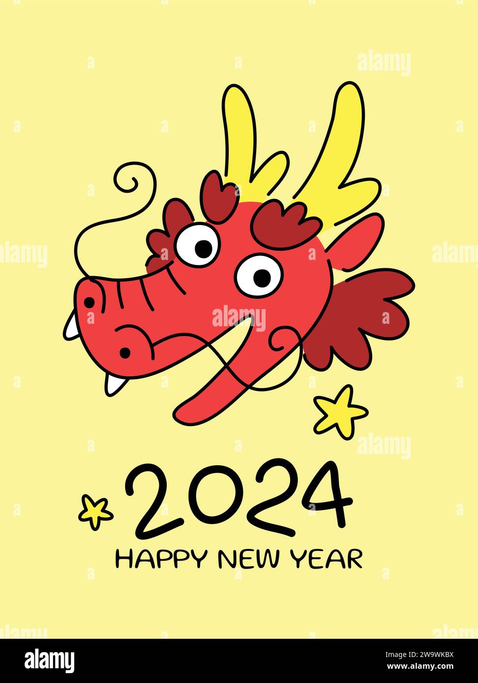 Year of dragon card asian dragon cartoon head. Lunar new year or
