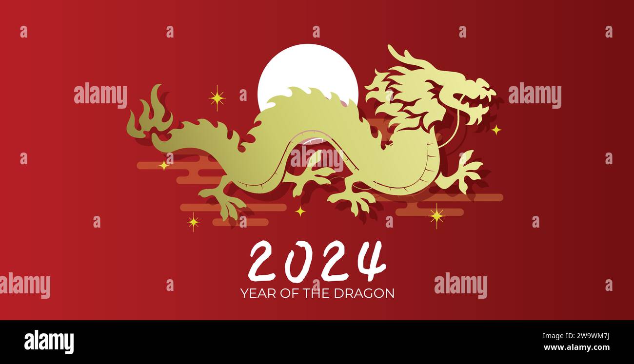 Chinese dragon profile silhouette new year 2024. Happy lunar new year ...