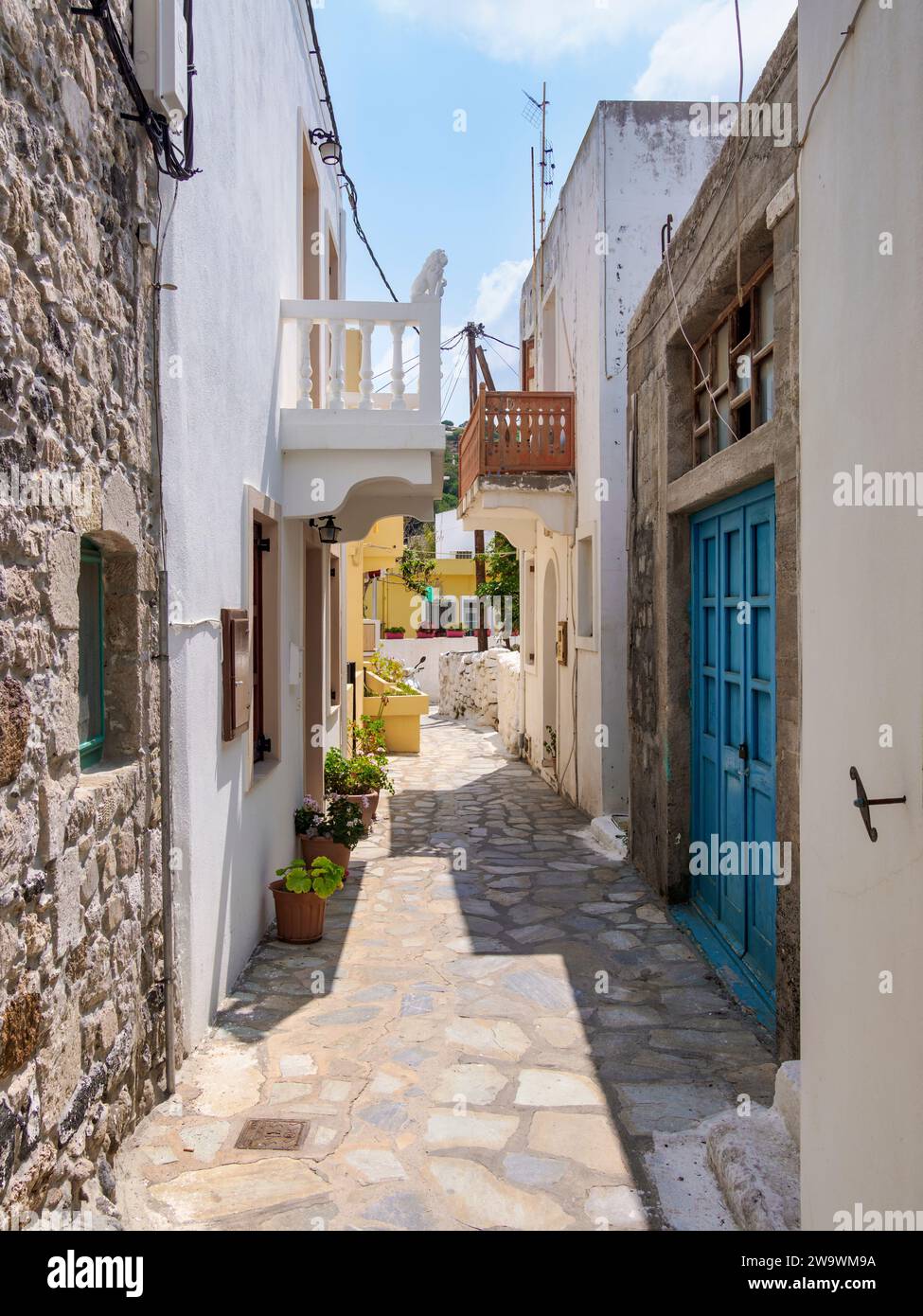 Street of Mandraki Town, Nisyros Island, Dodecanese, Greece Stock Photo