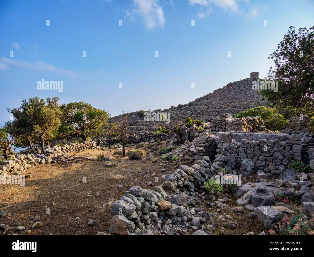 Old Settlement Ruins near Nikia Village, Nisyros Island, Dodecanese, Greece Stock Photo