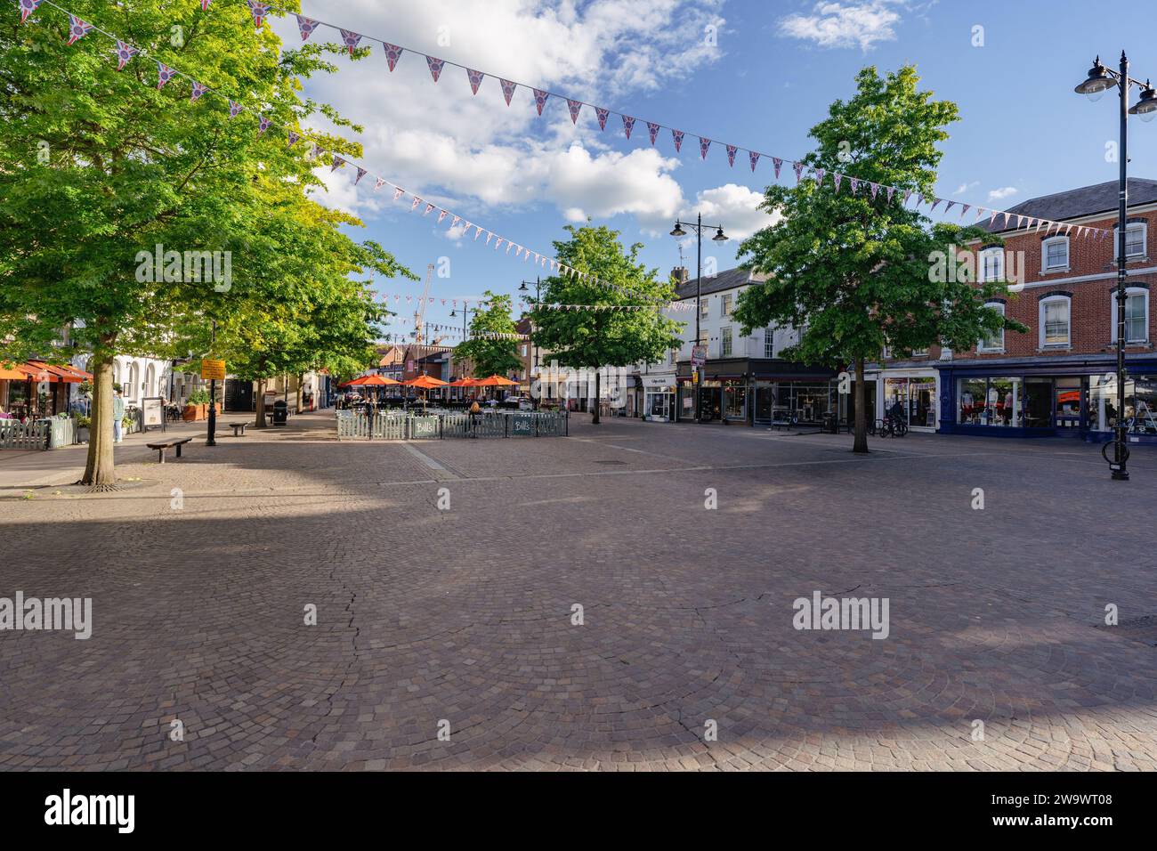 Marketplace Market Place in Newbury Berkshire during the Queens 70th Jubilee in 2022 Stock Photo